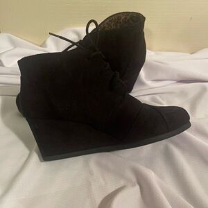 Black Suede Wedge Booties